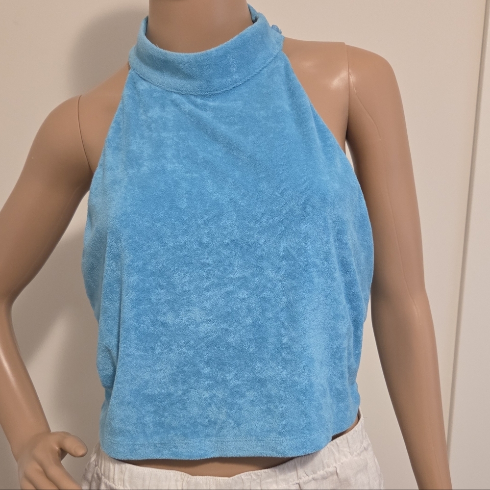 Fabletics Sky Blue Halter Tank Top